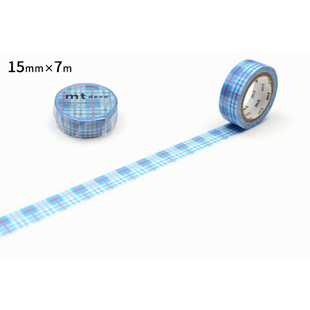 [現貨]mt和紙膠帶 deco系列 -粉藍格紋 格子粉藍 MT01D421R (15mm×7m)  MT紙膠帶