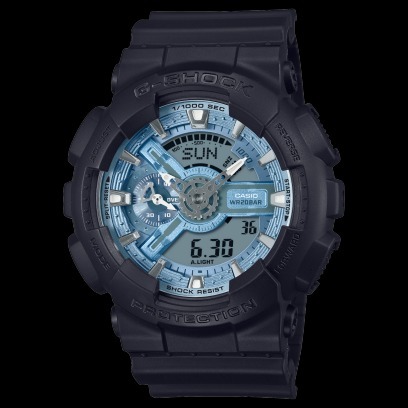 []錶子$行頭[] CASIO 卡西歐 G-SHOCK 街頭時尚雙 雙顯錶 - 冰藍 (GA-110CD-1A2)