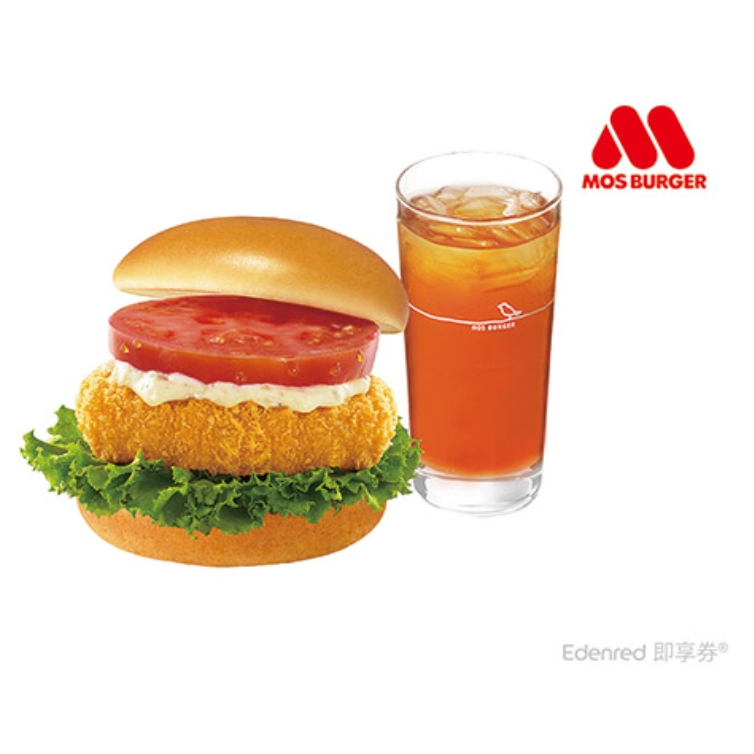 摩斯漢堡 C141蕃茄黃金蝦堡+冰紅茶(L)  ꙮ 即享券
