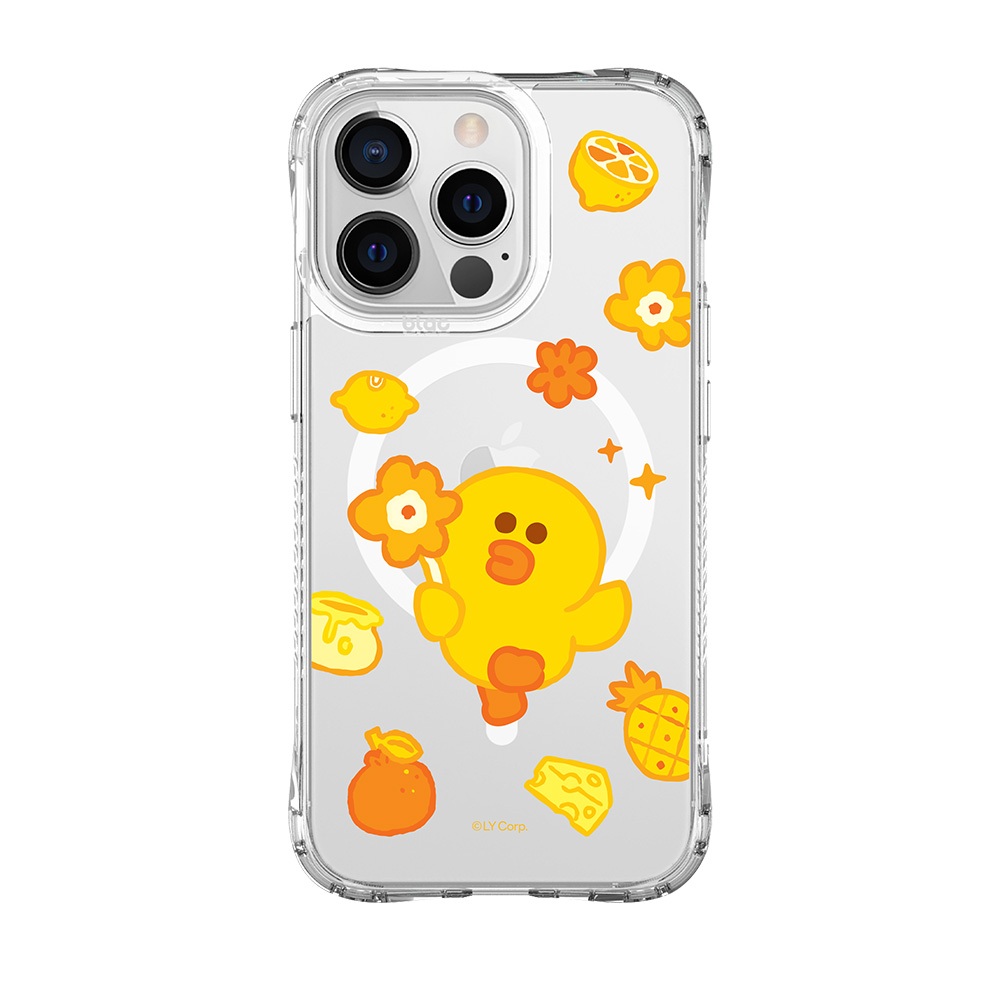 【TOYSELECT】LINE FRIENDS黃色莎莉-水果花花抗黃防摔MagSafe iPhone手機殼