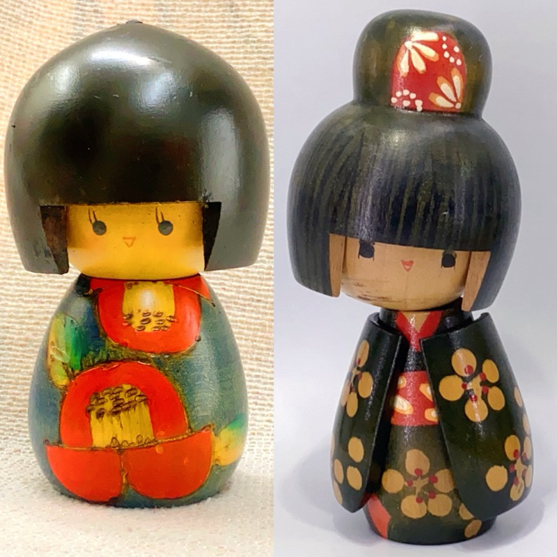 (現貨)日本製造 木雕娃娃 芥子娃娃 木藝家 雕刻品 有落款 藝妓公仔 和服娃娃 雕塑 裝飾品 桌面擺件 居家擺飾