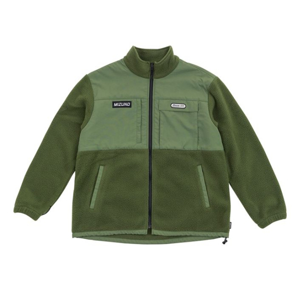 Mizuno 美津濃 男款 夾克 保暖 發熱 刷毛 1906系列 拼接 -卡其綠x軍綠- D2TC253339