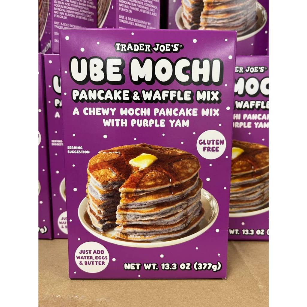 Trader Joe's UBE MOCHI pancake &amp; waffle mix 紫薯麻糬鬆餅粉