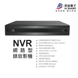 HISHARP NVR 8路 H.265 手機遠端 6MP 台灣製 支援ONVIF協定 昇銳電子 HS-NK831F