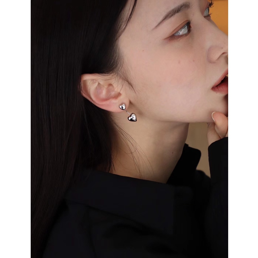 現貨｜CarryMe Accs 韓國東大門飾品 ↠心繫↞ 雙愛心前後扣耳環