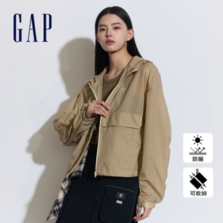 Gap 女裝 Logo防曬印花連帽外套-卡其色(874513)