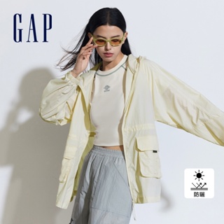 Gap 女裝 Logo防曬印花連帽外套-米黃色(874489)