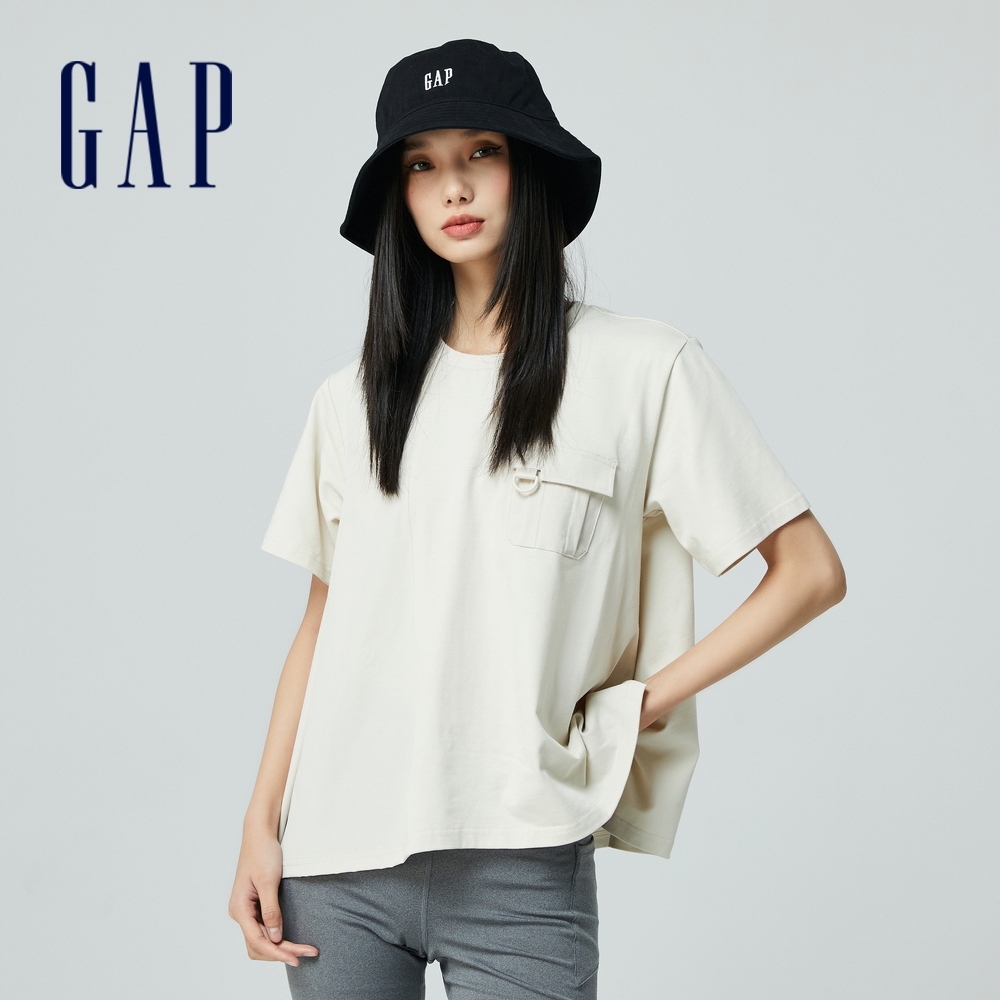 Gap 女裝 純棉圓領短袖T恤-米色(874481)