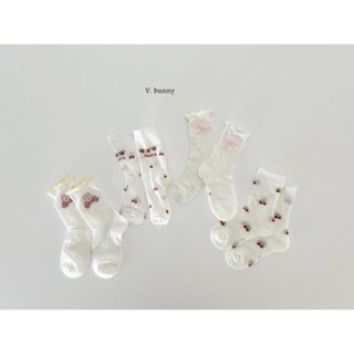 [cream] 現貨💕 韓國 櫻桃兔兔襪子套組 一組五雙 韓國童襪 韓國襪子 兒童短襪 襪子