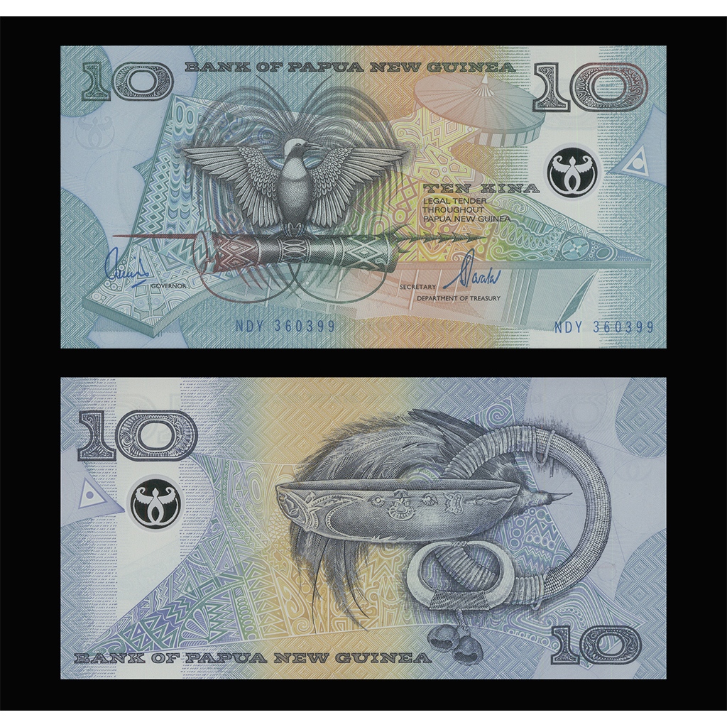 巴布亞紐幾內亞2000年版10 Kina塑膠鈔１枚。－－UNC－－(Papua New Guinea－巴布亞新幾內亞)