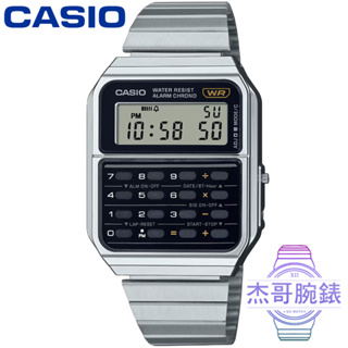 【杰哥腕錶】CASIO 卡西歐DATA BANK 鬧鈴計算機電子鋼帶錶-黑 / CA-500WE-1A (台灣公司貨)