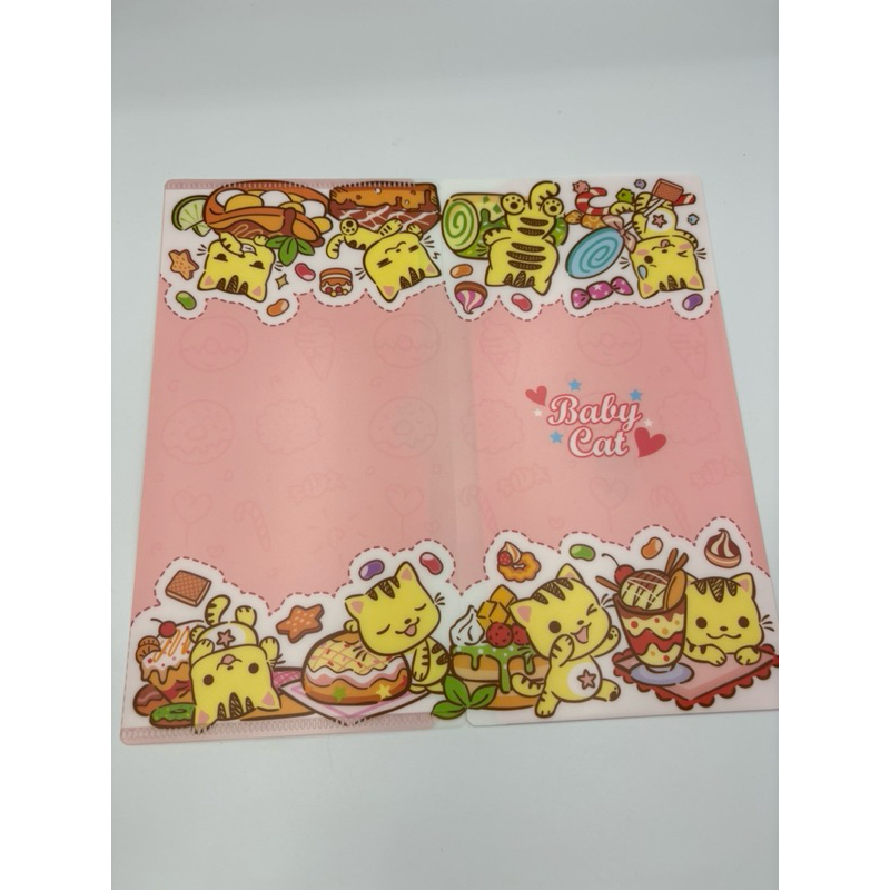 全新🌈粉紅色貓咪圖案口罩收納夾 信封式3層收納夾