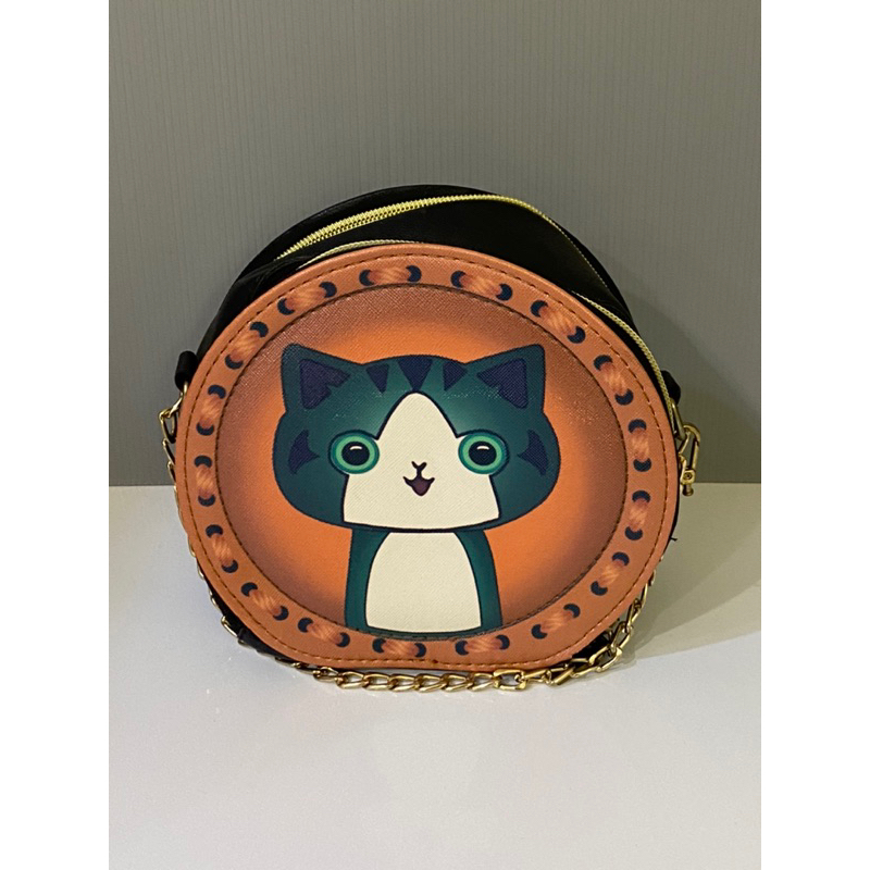 可愛貓咪 小圓包 小包包 鏈條包  Cute Cat Round Bag