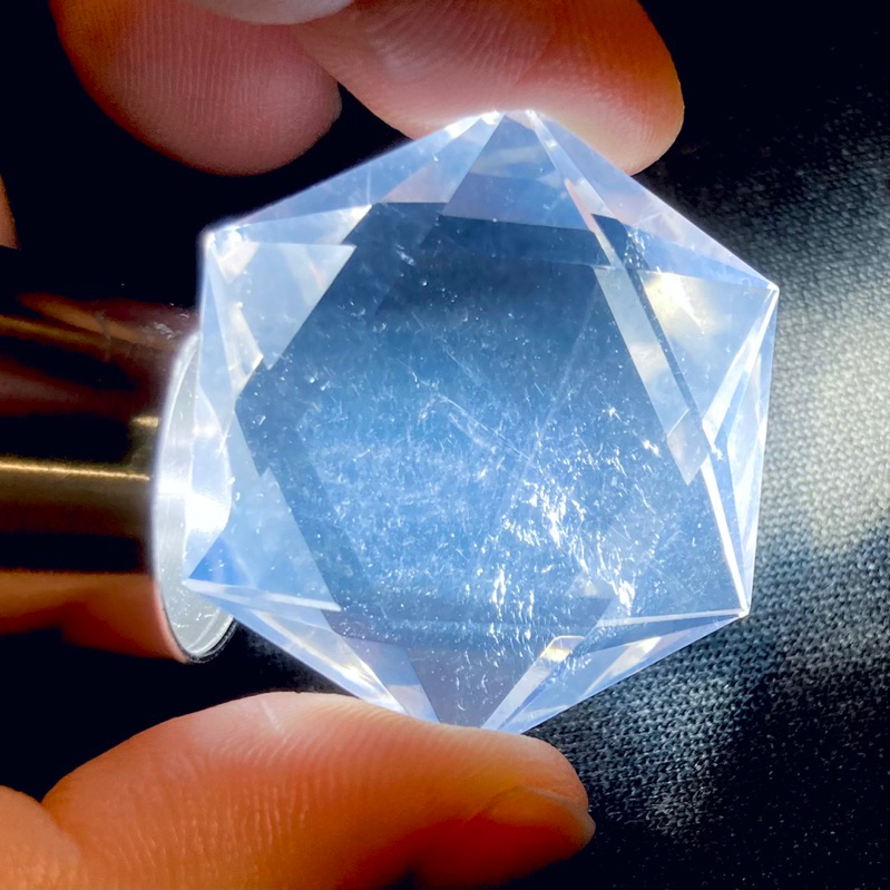 藍霧白水晶六芒星 天然水晶擺陣 稀少白水晶大衛星帶藍霧