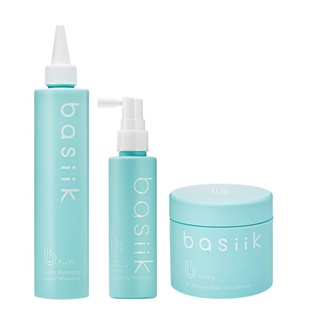 basiik 好評熱銷 控油養髮洗護組(淨化洗髮250mL+潤髮精華200g+11高效養髮液80mL)