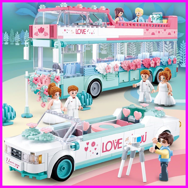 公主 女孩 積木 拼裝 婚禮 系列 冰雪奇緣 城堡 巴士 拼圖 玩具 8 益智 6 歲 禮物