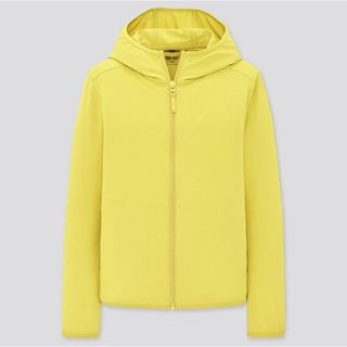 Uniqlo女童 AIRism 抗UV網眼連帽長袖外套。黃色110cm (二手！)