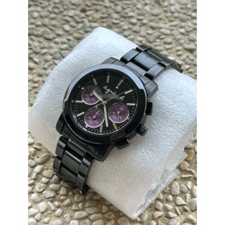 agnès b.精品手錶agnes b 經典三眼計時手錶 黑x紫/38mm