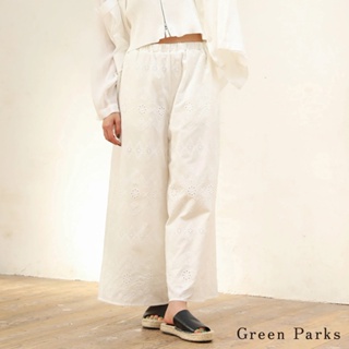 Green Parks 鬆緊刺繡拼接喇叭褲(6P42L0F0200)