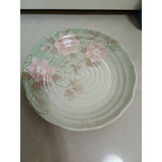 【全新】三浦陶器 和風多用盤 日本餐盤 直徑21.5公分 高4公分 日本鐵線蓮手繪平餐盤 青田燒 陶瓷盤 圓盤 瓷盤