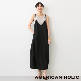 AMERICAN HOLIC 柔軟緹花紋理可調節吊帶洋裝(HA42L0H0100)