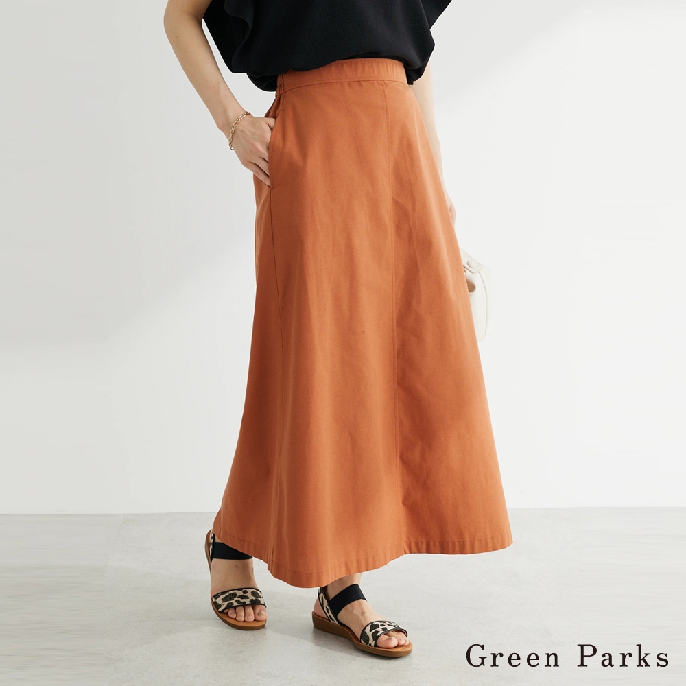 Green Parks 棉麻混紡後鬆緊腰設計長裙(6A36L0L0100)