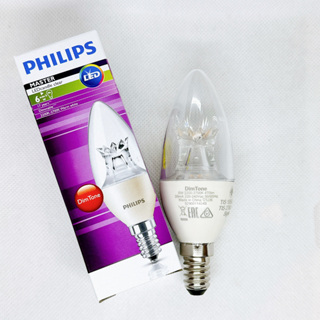 PHILIPS飛利浦 LED 6W E14 2200K-2700K 220V 調光型 BA35 清光 蠟燭燈泡 水晶燈用