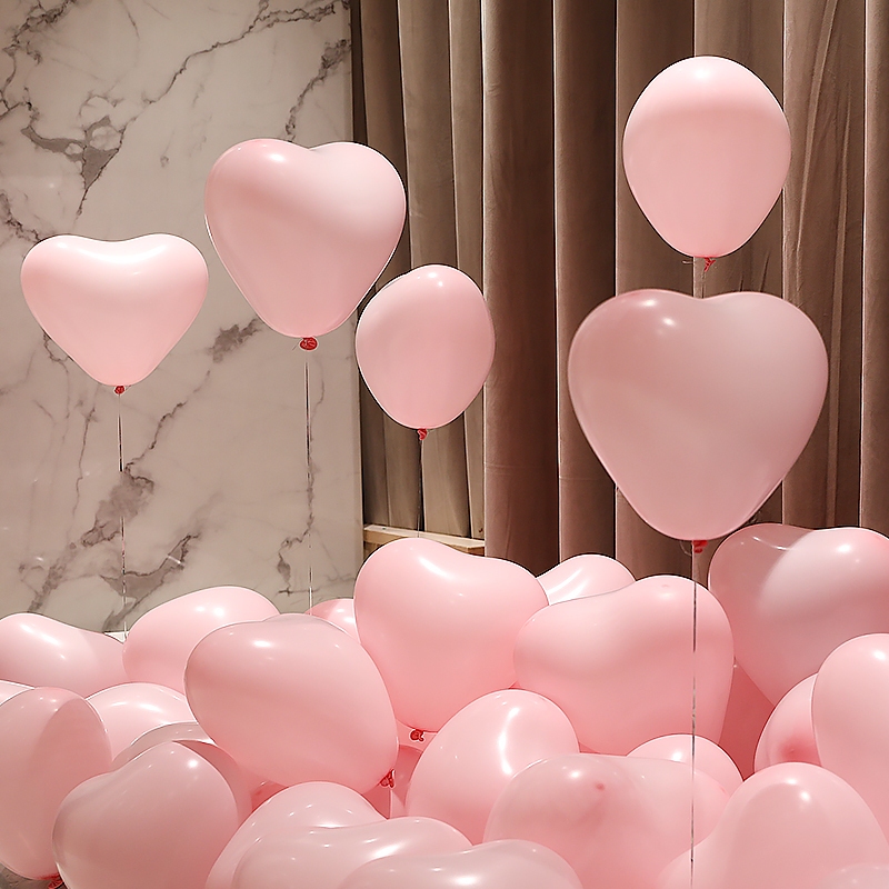 桃心愛心氣球 裝潢婚房套裝房間粉色訂婚婚禮心形造型結婚場景佈置