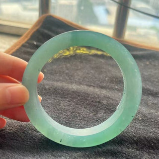 寶至尊珠寶 高冰種翡翠藍綠色手鐲 未拋光可定製