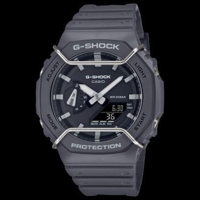 []錶子$行頭[] CASIO 卡西歐 G-SHOCK 金屬防撞保護器 八角形錶殼－黑灰(GA-2100PTS-8A)