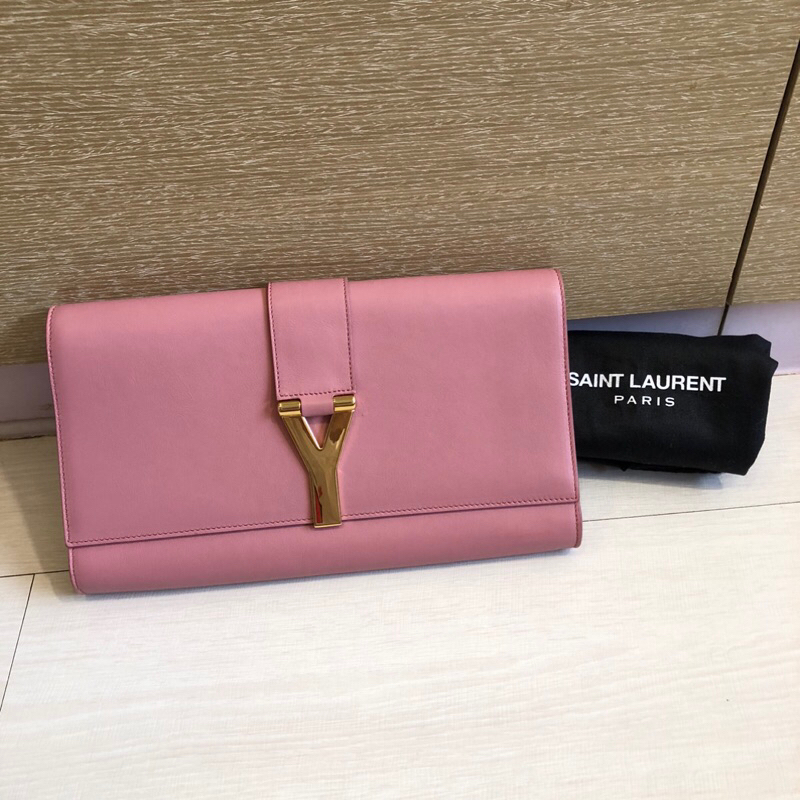 YSL Y Ligne 粉色手拿包