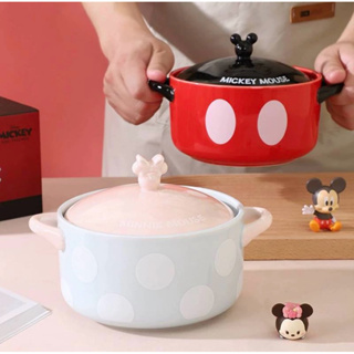 DISNEY 迪士尼米奇/米妮系列雙耳帶蓋泡麵碗850ml (米妮款）