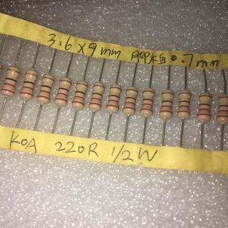庫存不用等-【no】-10個20元FOR KOA 220R 1W 肥電阻 銅腳碳膜電阻 3.6*9MM W1124現