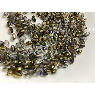 DIY 5mm 金色 灰色 撞色 混款 切面 閃亮✨ 虹彩光 米粒珠 米形珠 水晶玻璃珠 隨機 $19/20顆