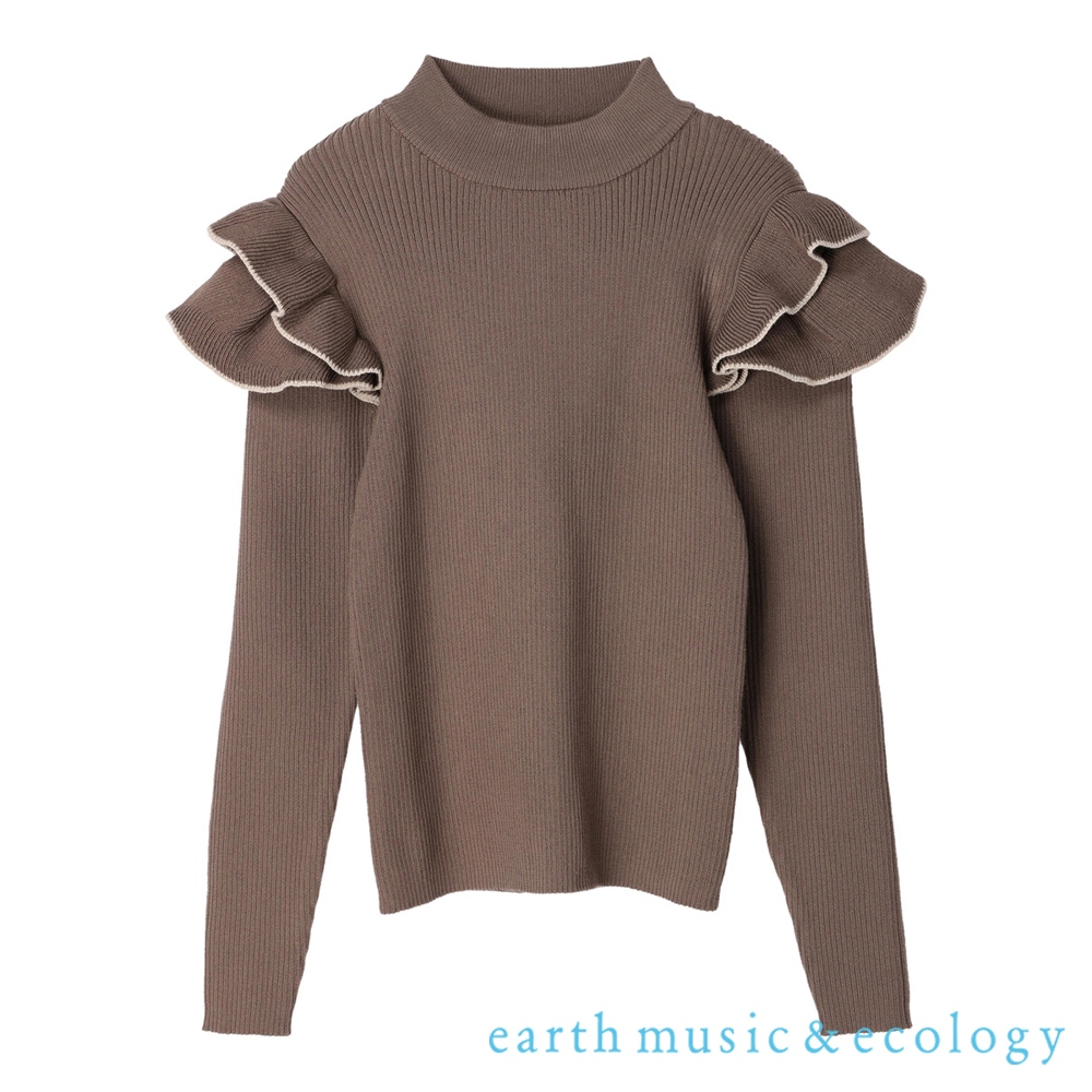 earth music&ecology 2WAY立體荷葉摺邊羅紋長袖針織上衣(1D21L2C0200)