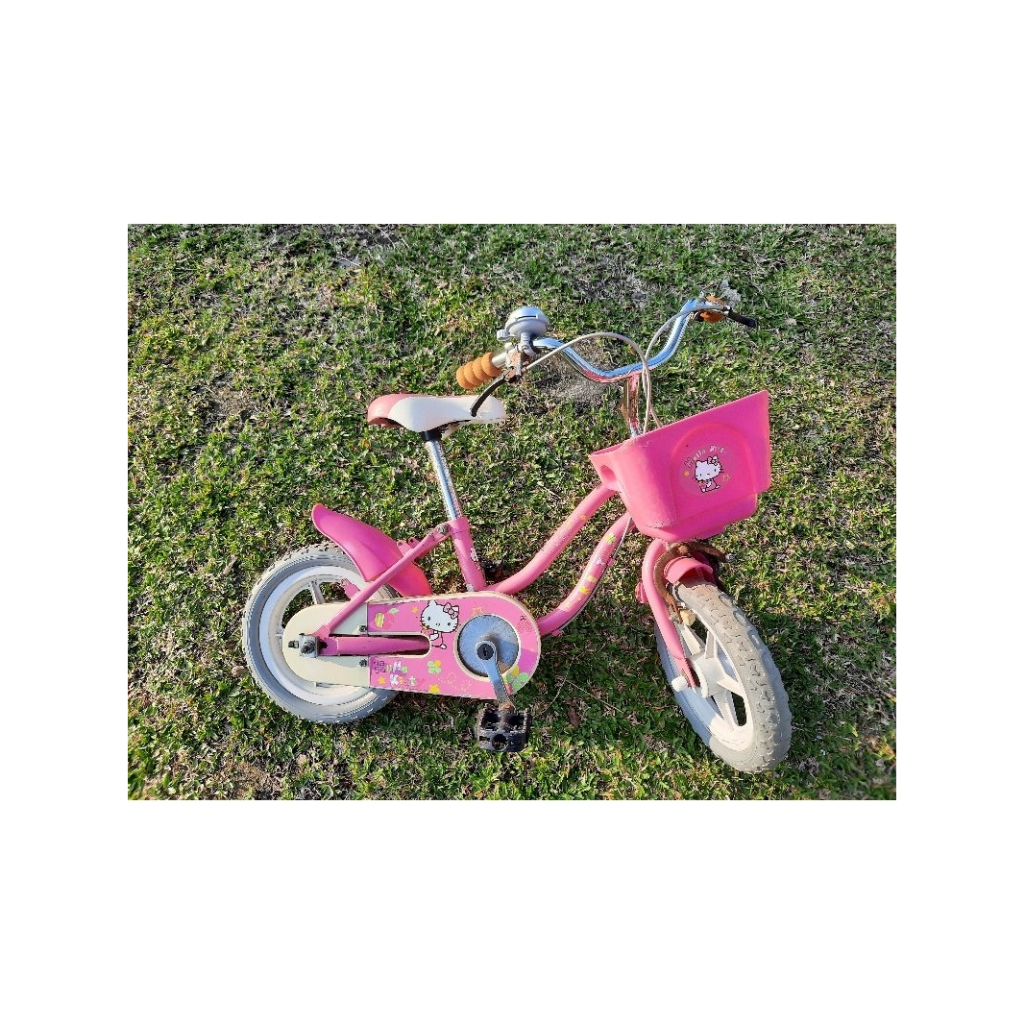幼兒2～5歲 四輪  粉紅 Hello kitty（輔助輪可拆）金屬12吋自行車  兒童腳踏車