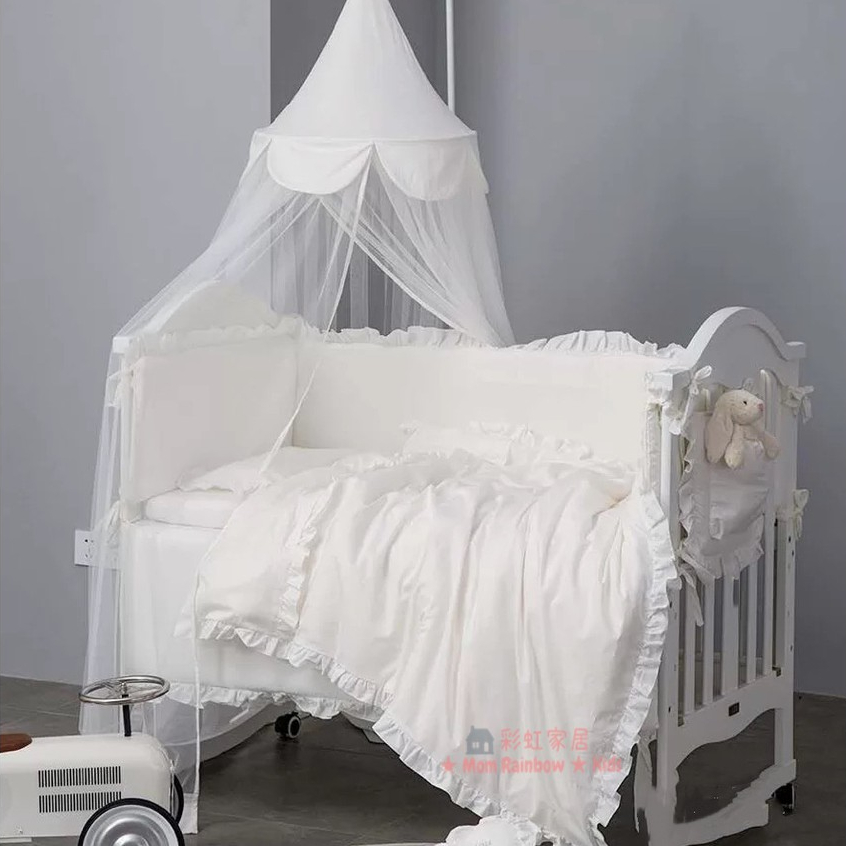 韓式浪漫風格訂製款寶寶嬰兒床 花邊純棉拆洗床圍 親子床品