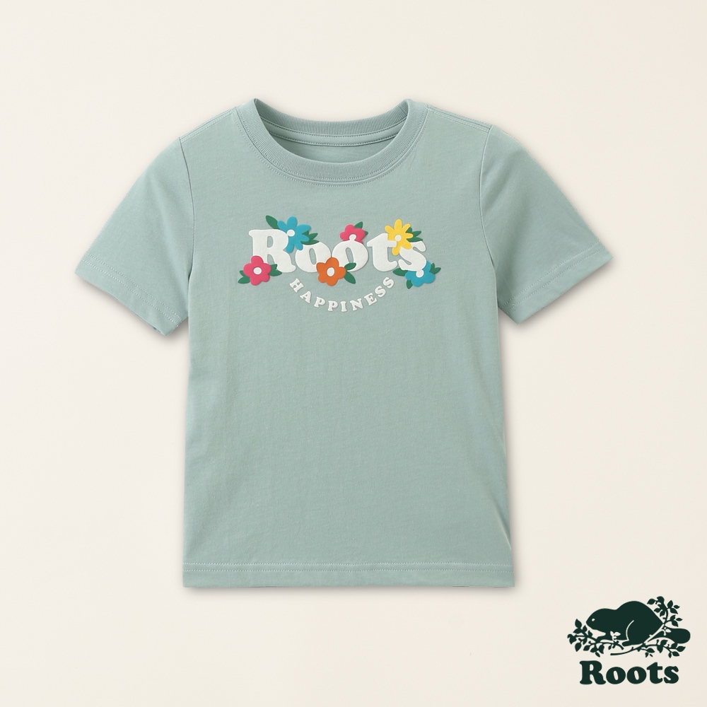 【Roots】小童-擁抱真我系列 花朵文字有機棉短袖T恤