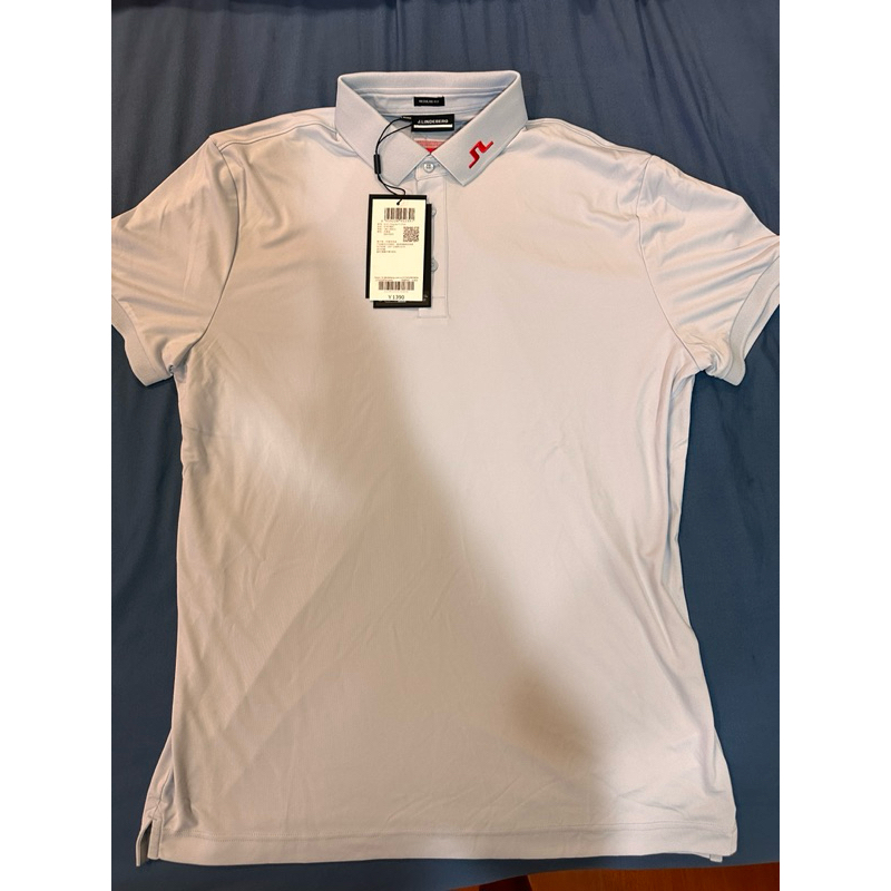 j lindeberg 男性 水藍色 polo size:L 可議價