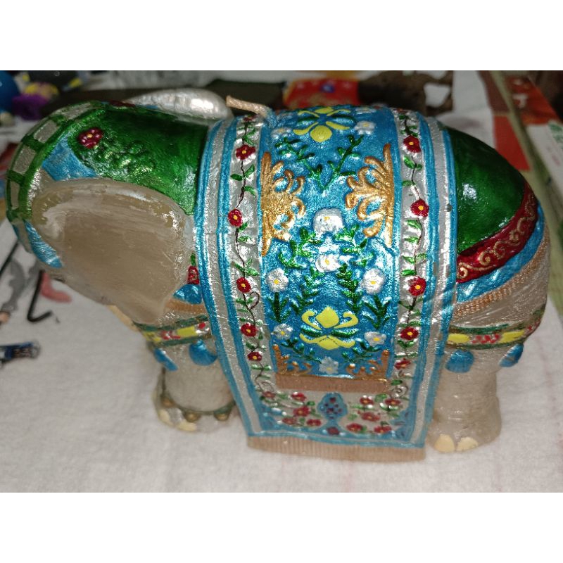 早期收藏印度蠟燭大象彩繪蠟燭240430
