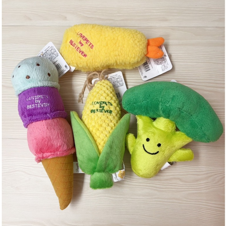 🐶Luli House 👫🏻/日本Bestever 冰淇淋甜筒 花椰菜 炸蝦 玉米 響紙BB發聲玩具 寵物玩具