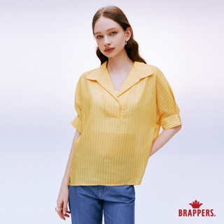 BRAPPERS 女款 半開襟條紋襯衫-黃