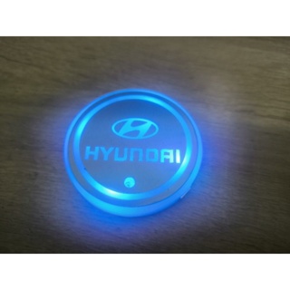Hyungai現代logo 汽車七彩發光杯墊/LED杯墊/智能杯墊