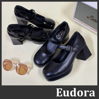 【Eudora】MIT臺灣製 高跟瑪莉珍鞋 小皮鞋 娃娃鞋 高跟鞋 法式 日系 瑪麗珍 跟鞋 婚鞋 黑色皮鞋 圓頭漆皮