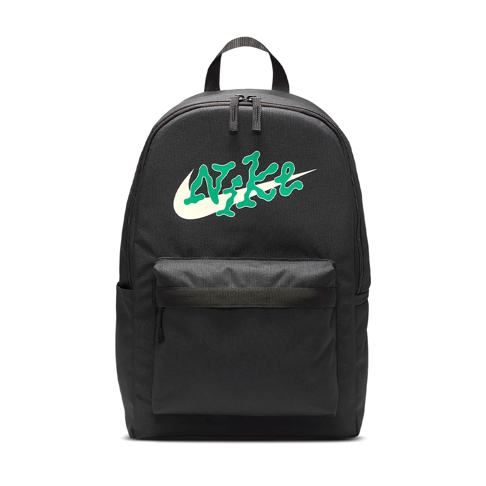 Nike Heritage 男款 黑綠色 印花 大空間 多夾層 後背包 FN0878-010