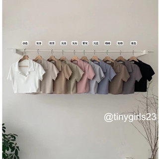 【太妮絲MM10】現貨 韓系 翻領 超舒服棉質 短版上衣 短袖上衣 INS風 韓國 POLO領 基