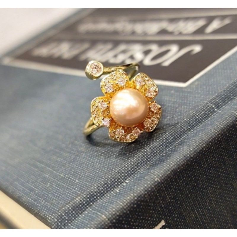 特價❤️ 英國帶回英國Harrods天然珍珠宮廷花朵設計925純銀蕾絲戒指施華洛世奇水晶指圈