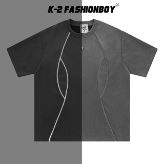 【K-2】立體金屬十字星 反光線條 麂皮絨短T 質感 高級風 簡約設計款 麂皮絨 反光 短T 短袖 上衣【H8605】