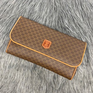 【哈極品】二手品《CELINE 咖啡色 老花凱旋門 PVC 手拿包》