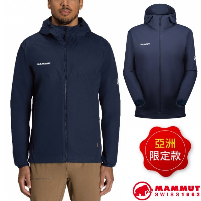 【MAMMUT 長毛象】男 款防潑水軟殼連帽外套 GRANITE SO Hooded Jacket_海洋藍_00322